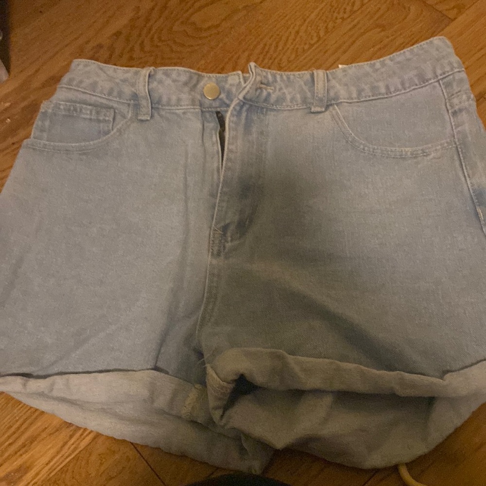 Denim never worn she in denim shorts